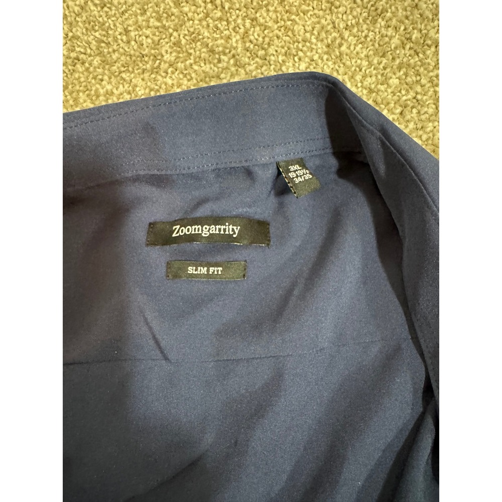 Zoomgarrity Mens 3XL Slim Fit Dress Shirt Navy Blue Long Sleeve Button Down NEW - Picture 4 of 5